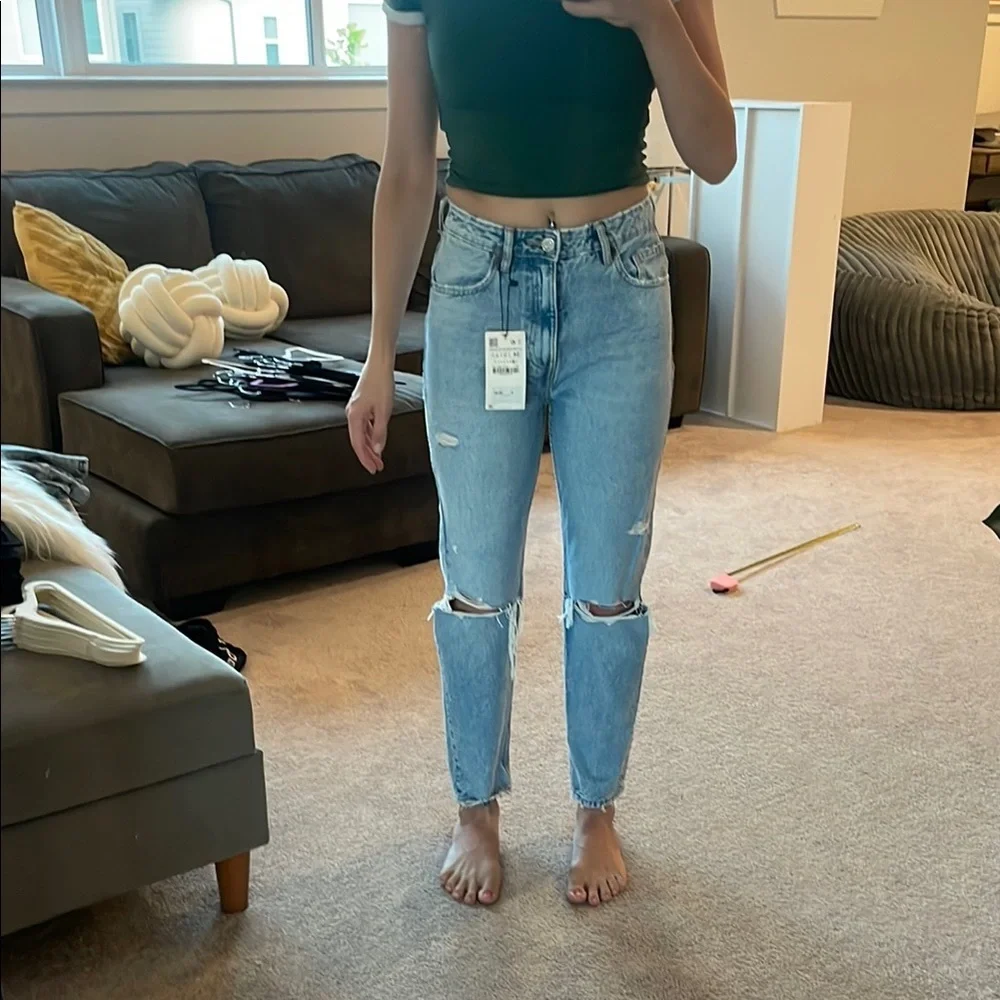 Zara Light Blue Straight Leg Jeans